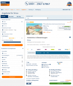 Screenshot Spanien Deal Hotel Sirius