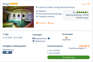 Screenshot Südtirol Deal Hotel Norge