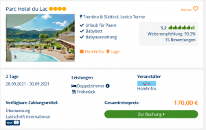 Screenshot Südtirol Deal Parc Hotel du Lac