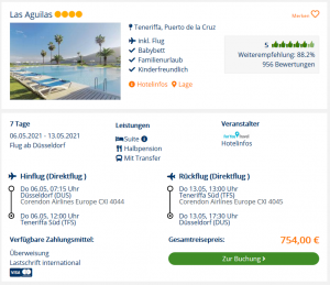 Screenshot Teneriffa Deal Hotel Las Aguilas