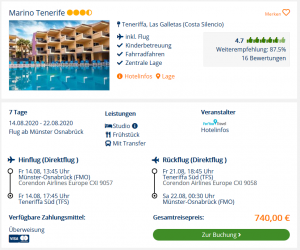 Screenshot Teneriffa Deal Marino Tenerife