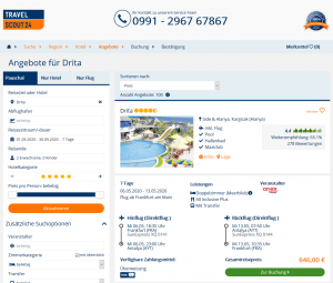 Screenshot Türkei Deal Hotel Drita Alanya