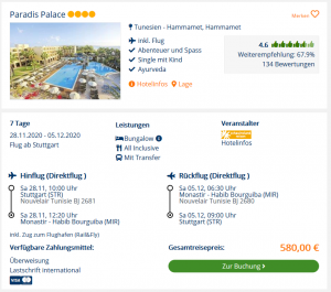 Screenshot Tunesien Deal Hotel Paradis Palace