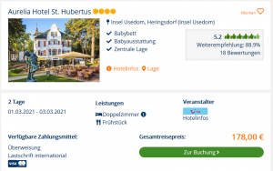 Screenshot Usedom Deal Aurelia Hotel St. Hubertus